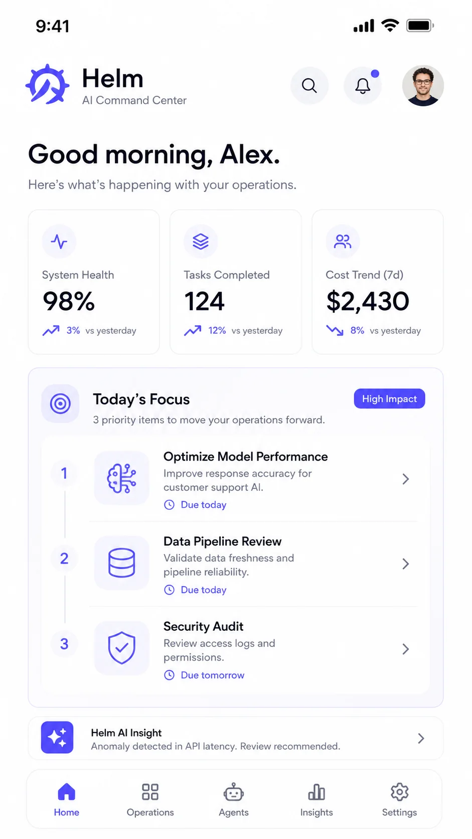 The Helm mobile app