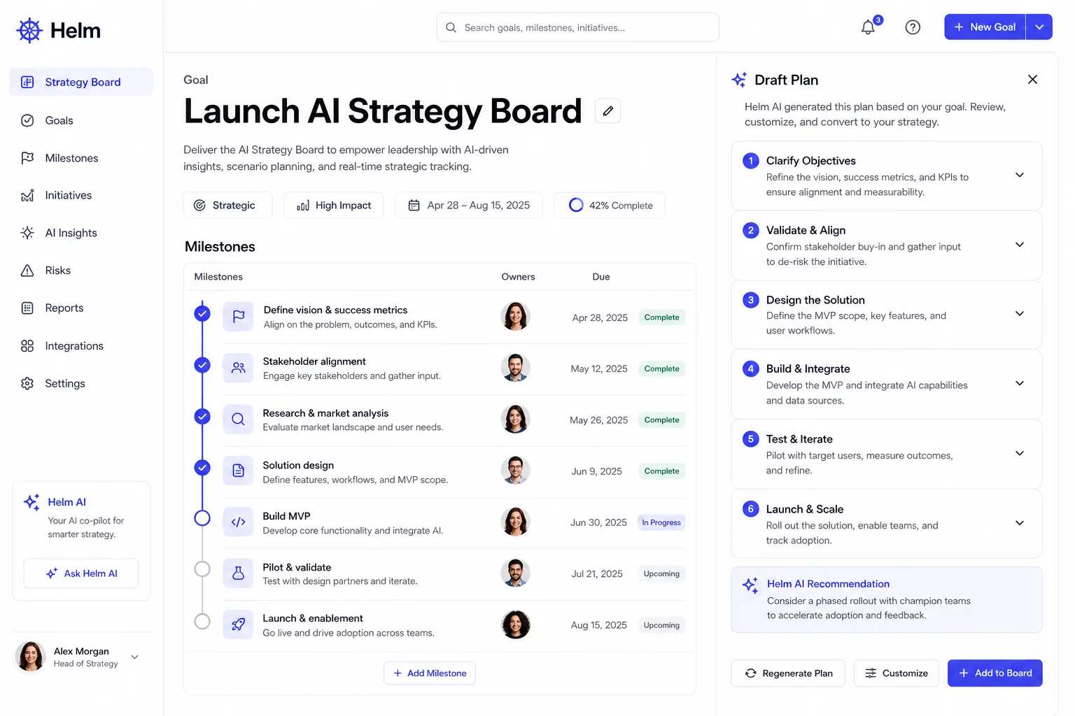 Helm AI strategy board