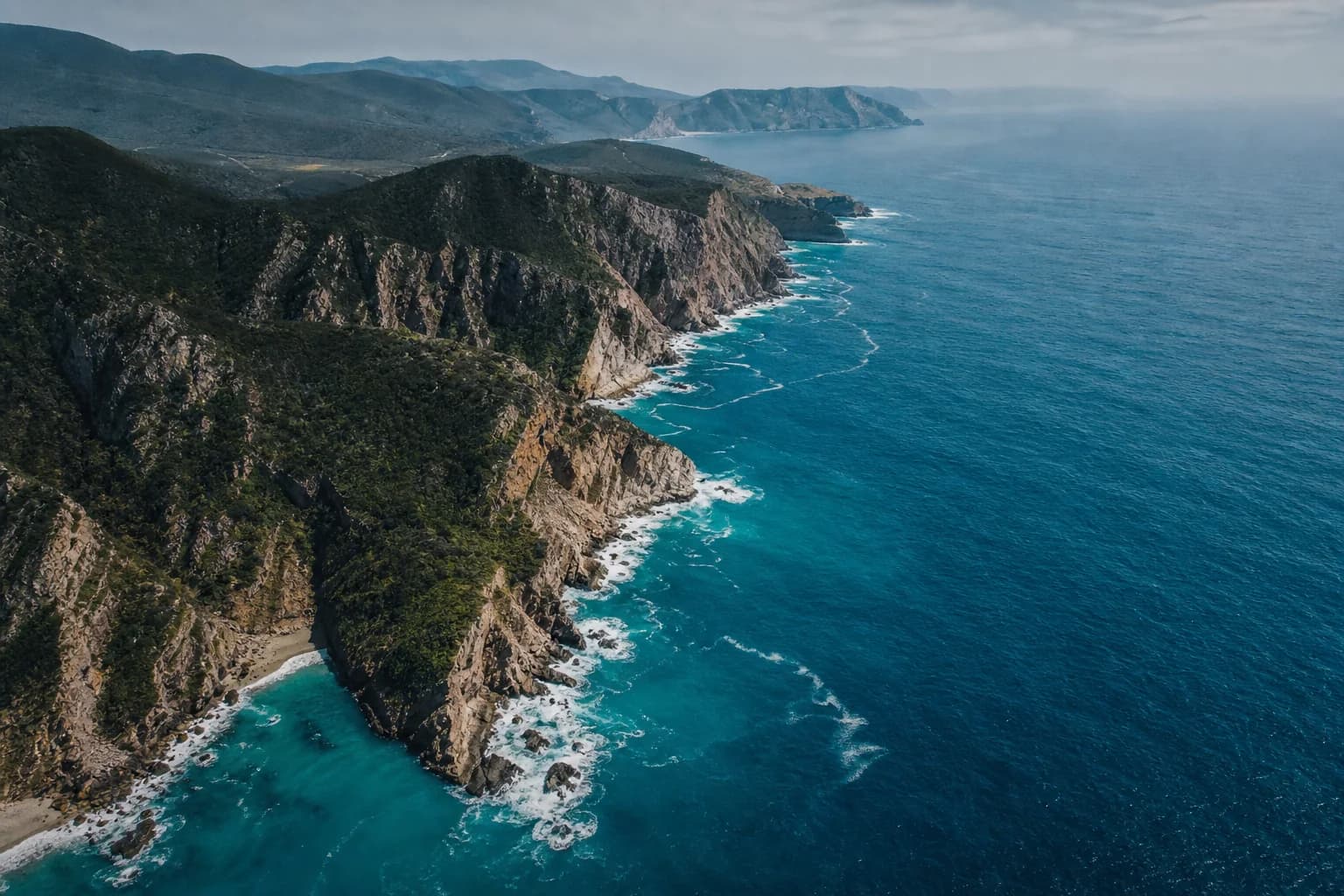 A rugged turquoise coastline